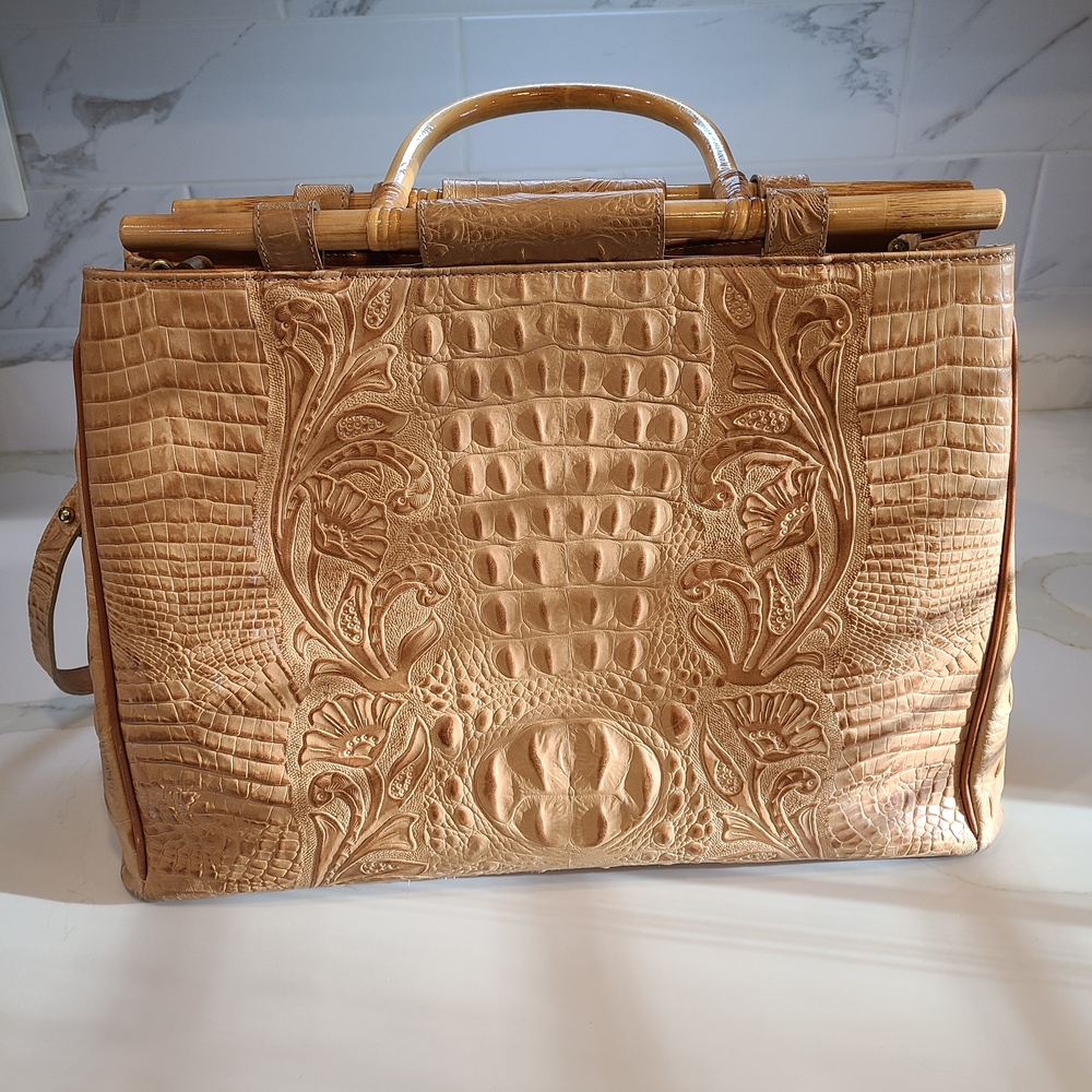 Brahmin Vintage Bernadette Raffia Copacata Bamboo Handle Shoulder Bag RARE GUC - Picture 8 of 16
